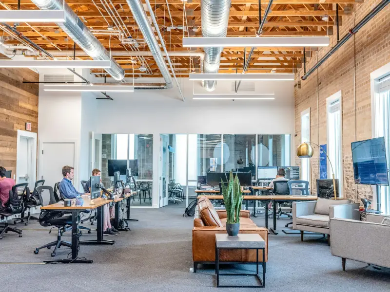 Bright open-plan office of a small company